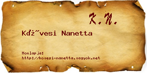 Kövesi Nanetta névjegykártya